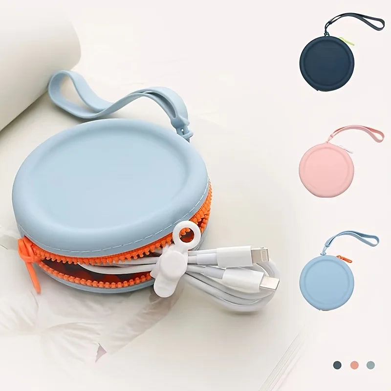 Portable Silicone Round Storage Pouch for Accessories and Coins - 3