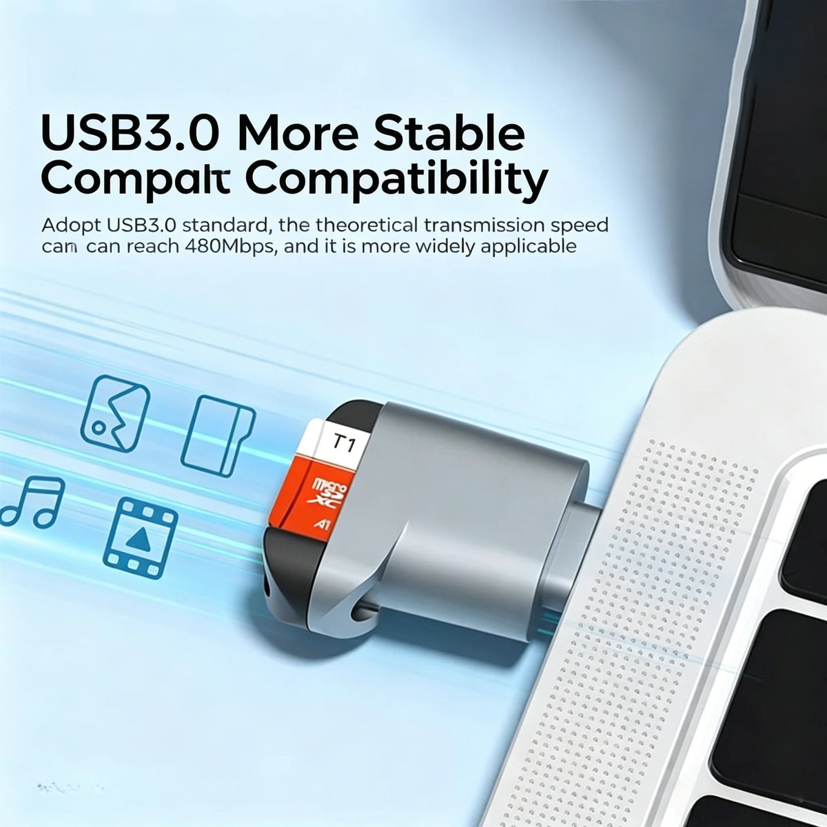 Compact USB-C External TF Memory Card Reader for Smartphones and Laptops
