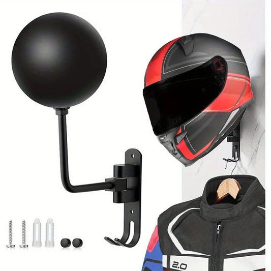 Wall-Mounted Motorcycle Helmet and Jacket Rack