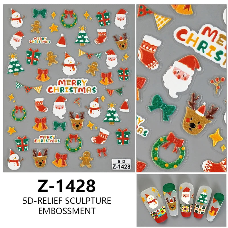 3D Christmas Cartoon Self-Adhesive Nail Art Decal Stickers - 49