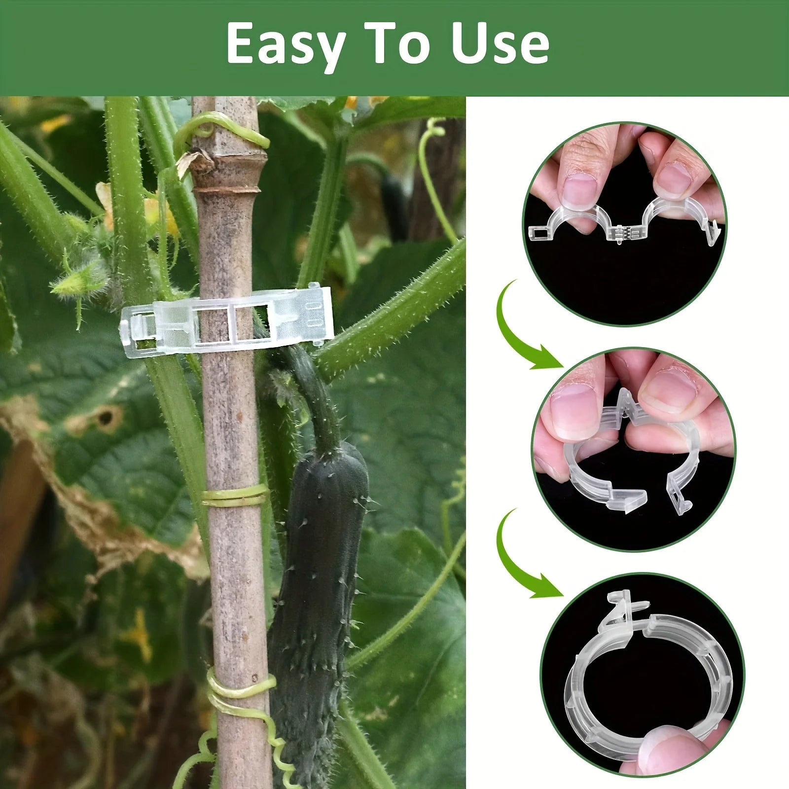 100pcs Plant Support Clips Reusable Garden Vine Trellis Brackets - 7