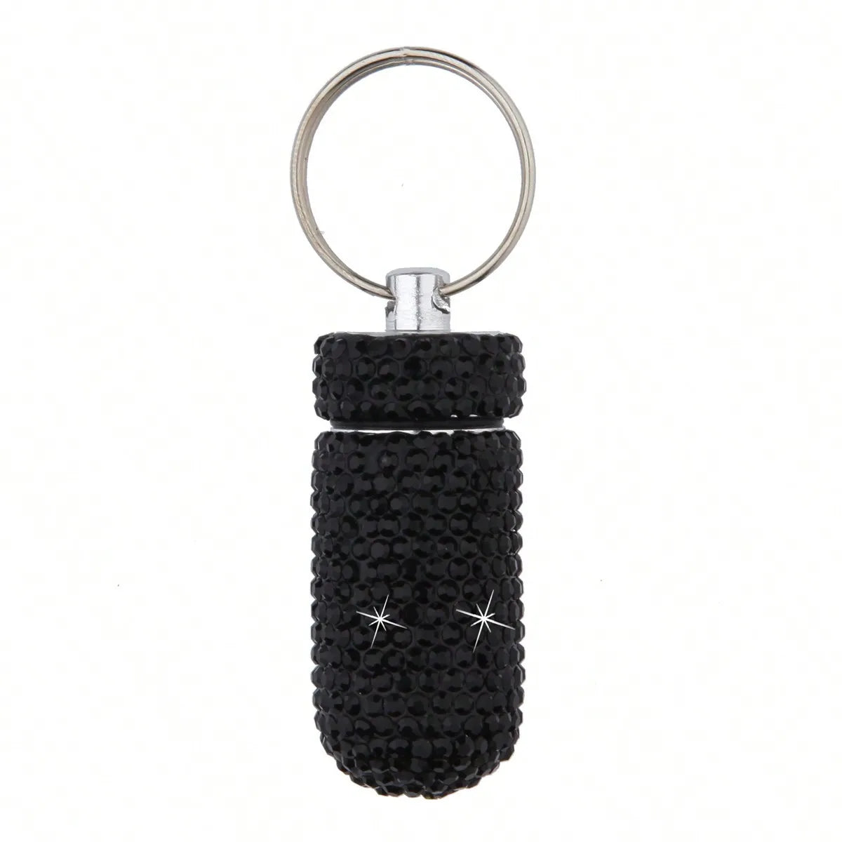 Waterproof Rhinestone Keychain Pill Holder Case