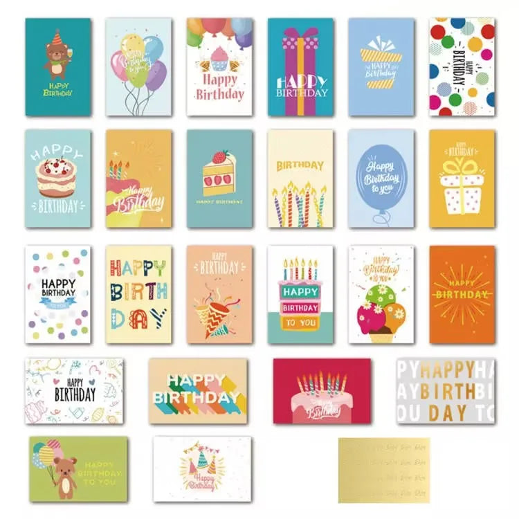 Festive Birthday Greeting Card Set with Envelopes - 6