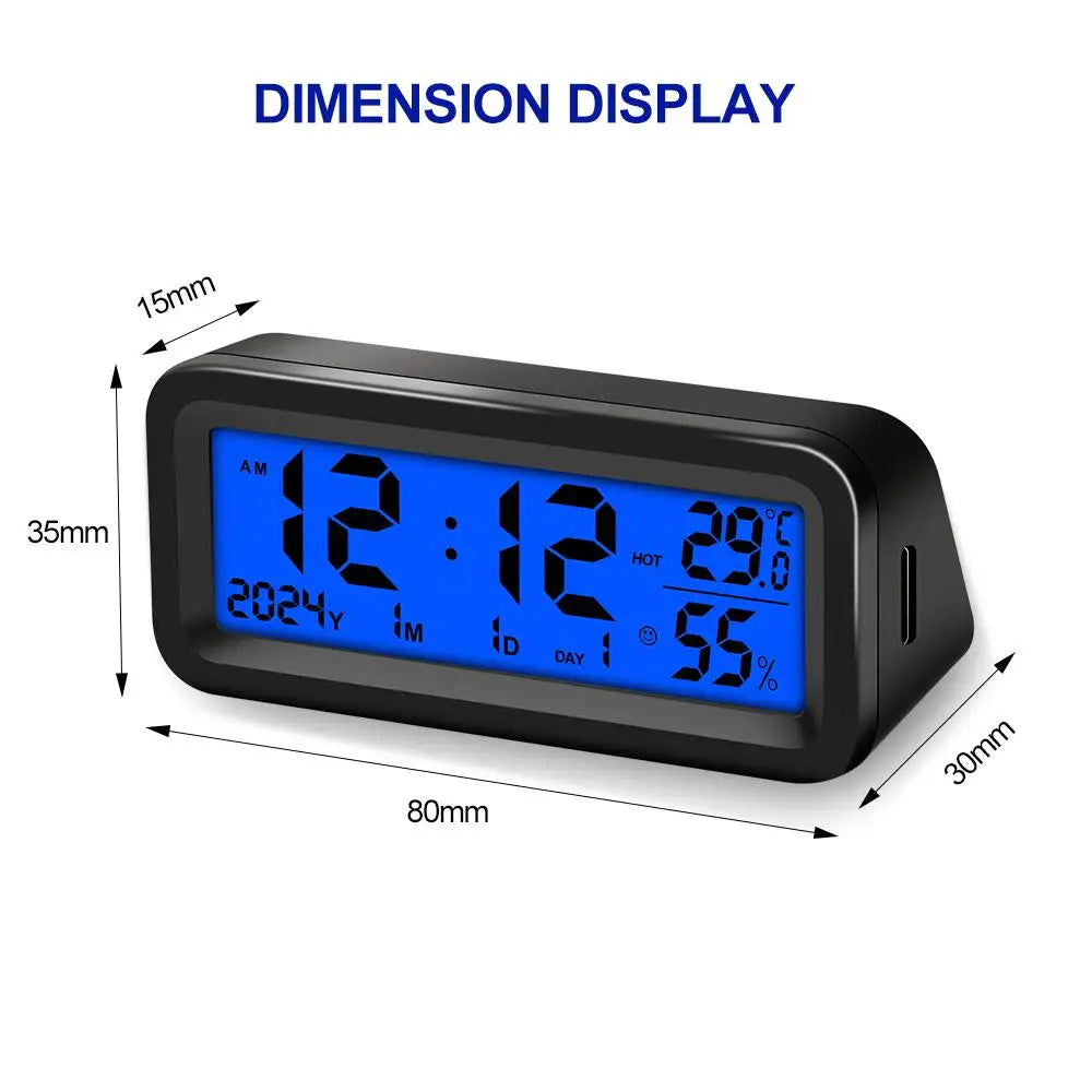 Solar Powered Digital Car Dashboard Clock with Temperature and Humidity - 19