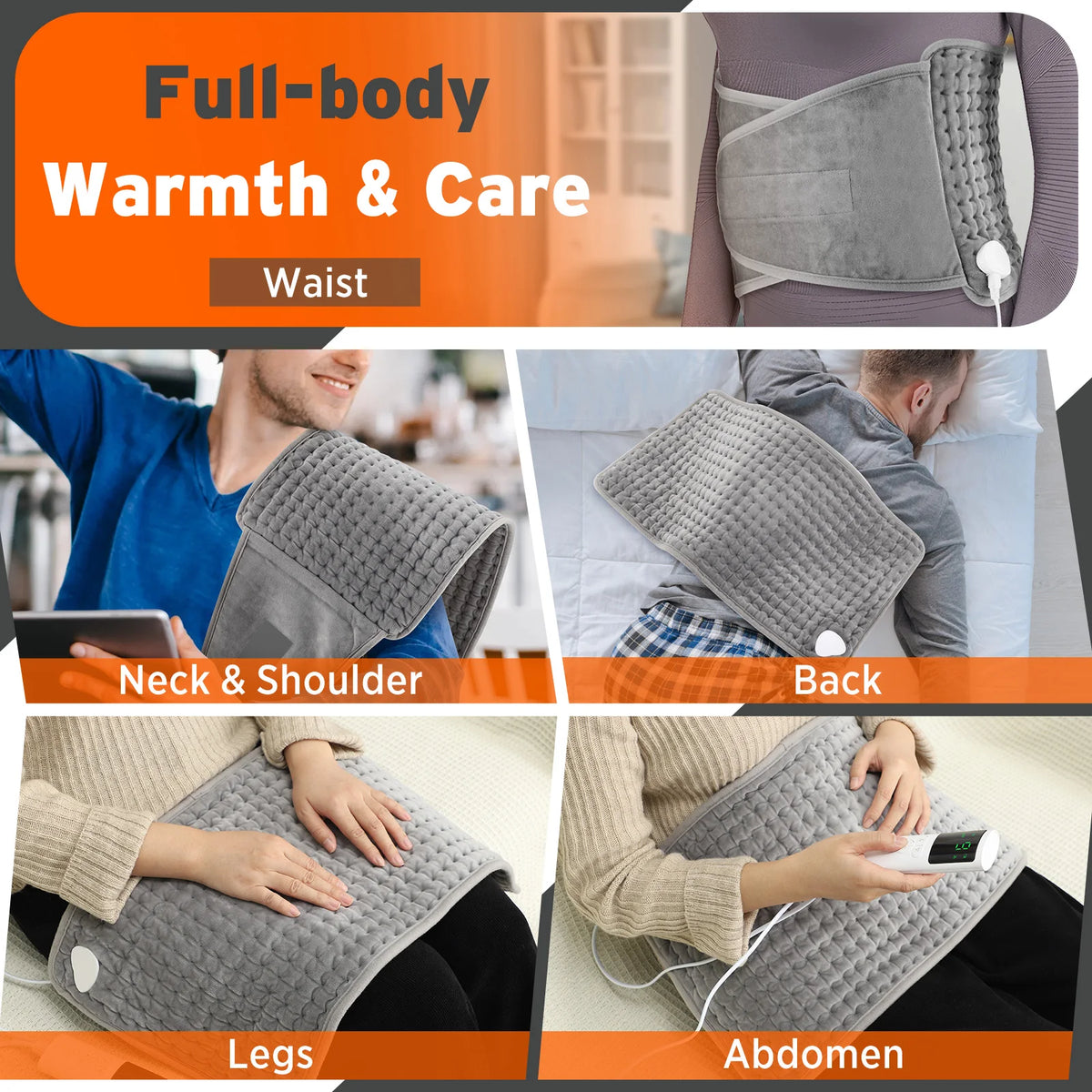 Electric Heated Lumbar Support Back Belt for Pain Relief