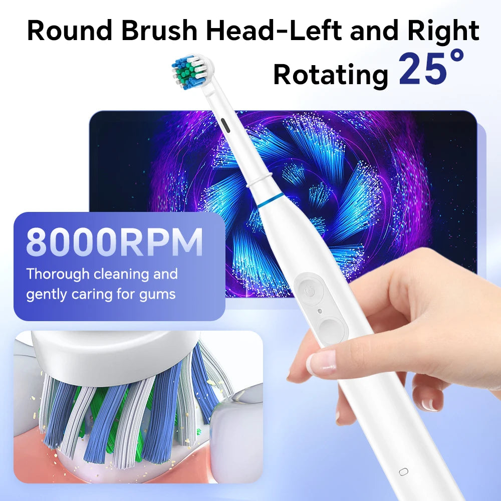 5-Mode Rechargeable Electric Toothbrush with 4 Replacement Heads - 9