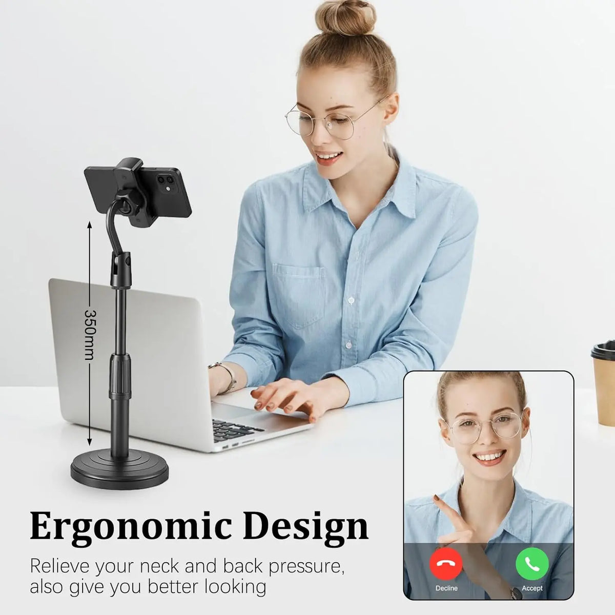 Adjustable Desktop Phone Stand for Live Streaming and Hands-Free Use