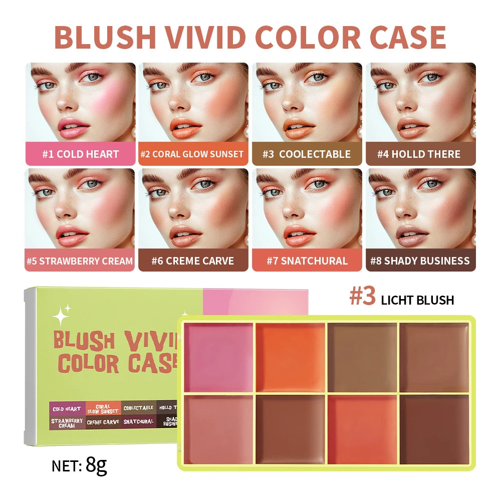 8-Color Cream Highlighter and Contour Palette - 28
