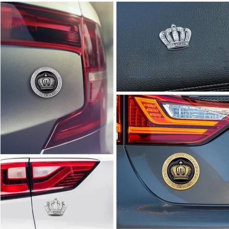 Decorative Crystal Crown Car Emblem Sticker - 1
