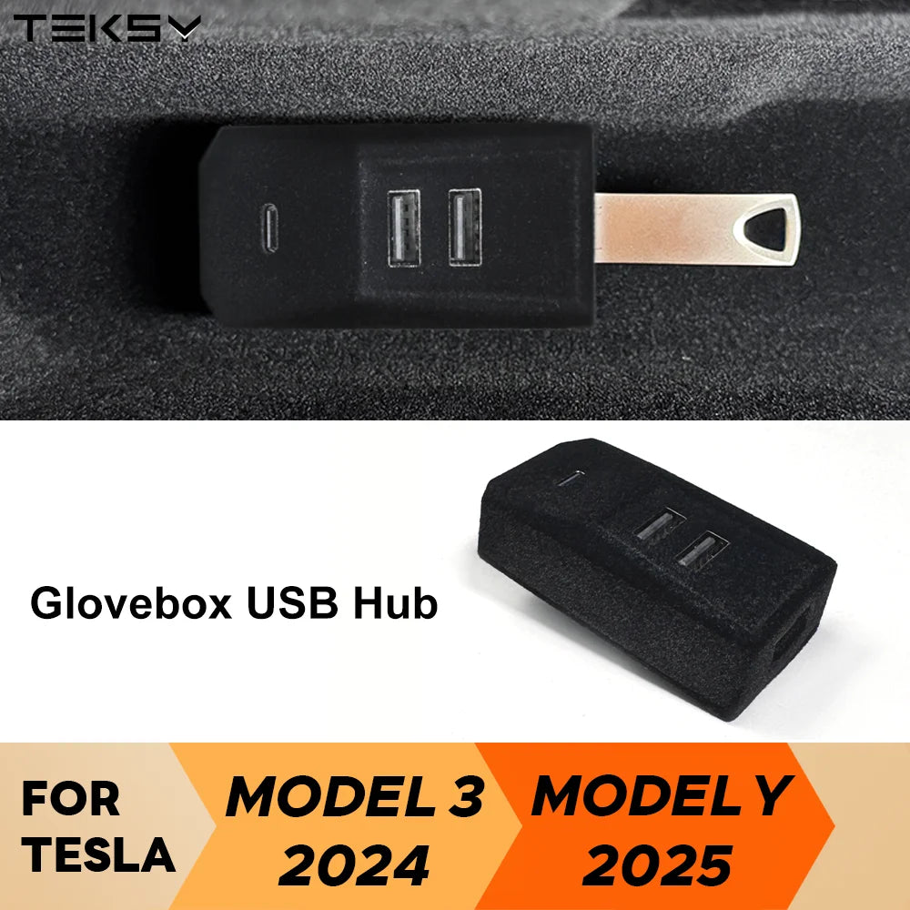Glovebox USB Hub Docking Station for Tesla Model 3 Highland and Model Y - 2
