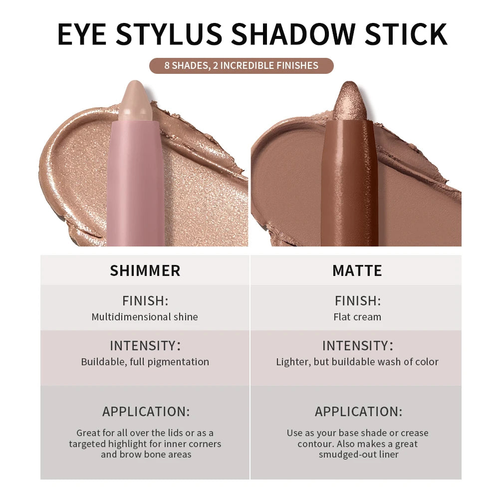 Waterproof Shimmer and Matte Eyeshadow Pencil Stick