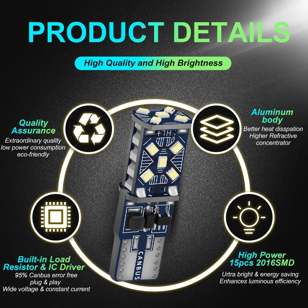 Bright T10 W5W LED Interior and Parking Light Bulbs - 4