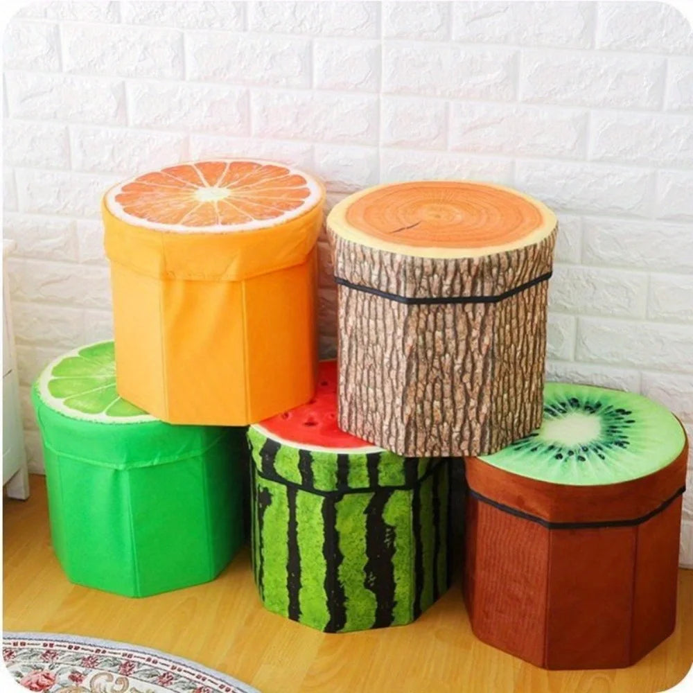 Fruit Pattern Foldable Storage Stool and Ottoman