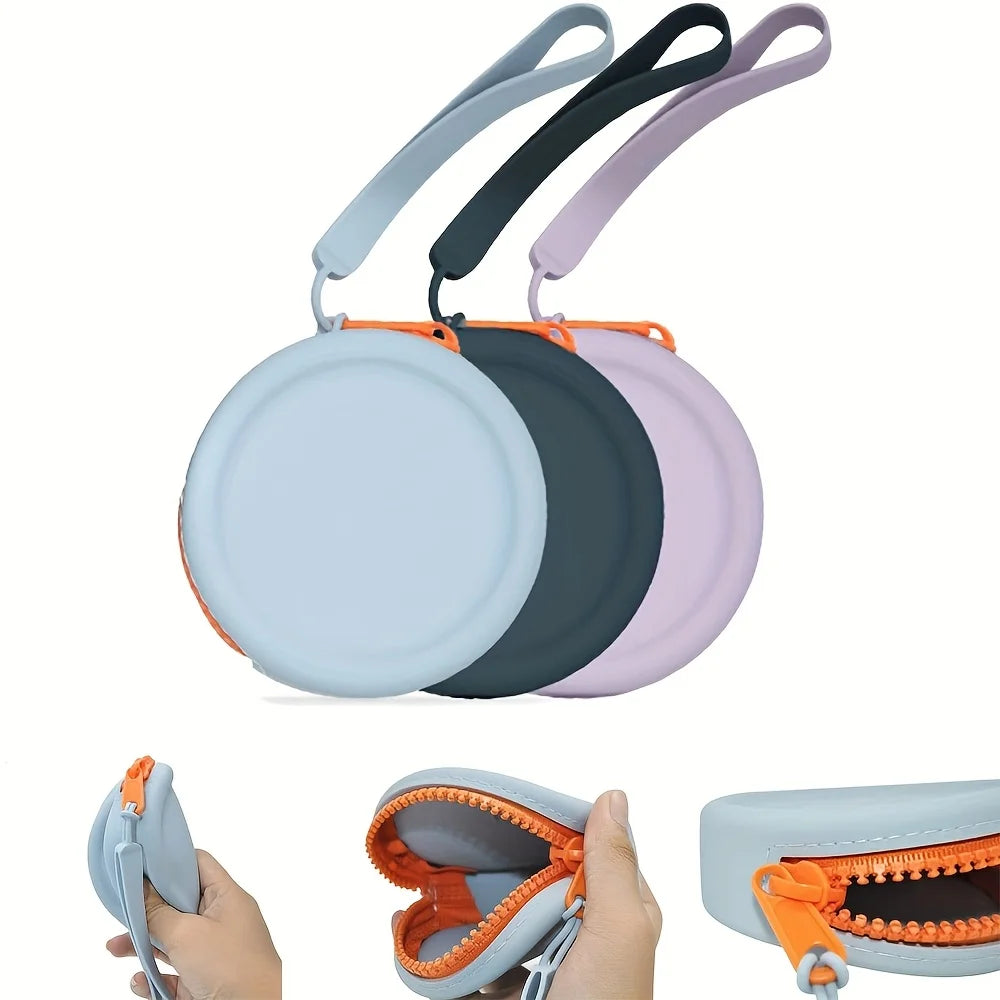 Portable Silicone Round Storage Pouch for Accessories and Coins