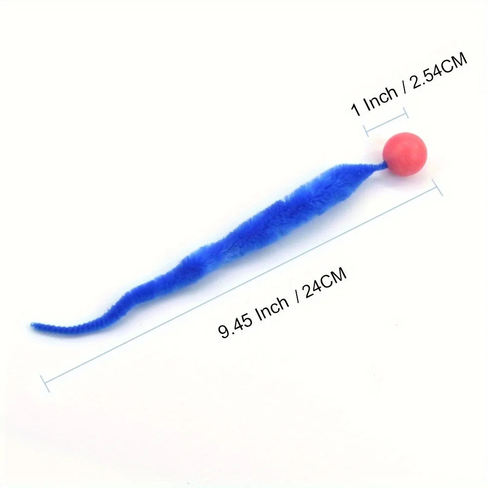 Wiggly Tail Cat Ball Toy Interactive Plush Kitten Chewing Bouncy Toy