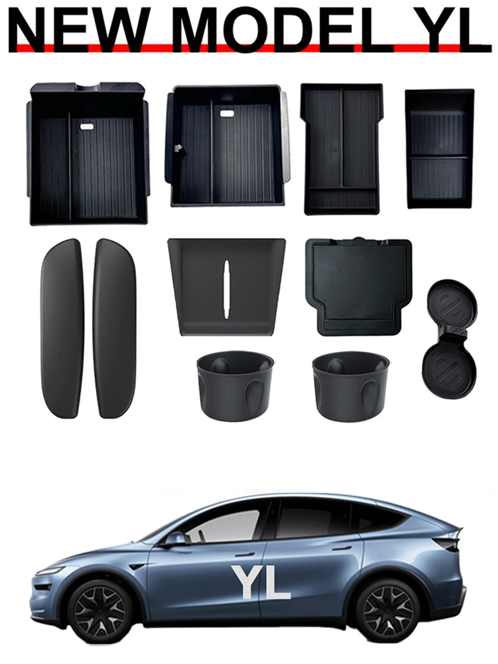 Interior Storage and Accessory Kit for 2026 Model Y L 6-Seater - 8