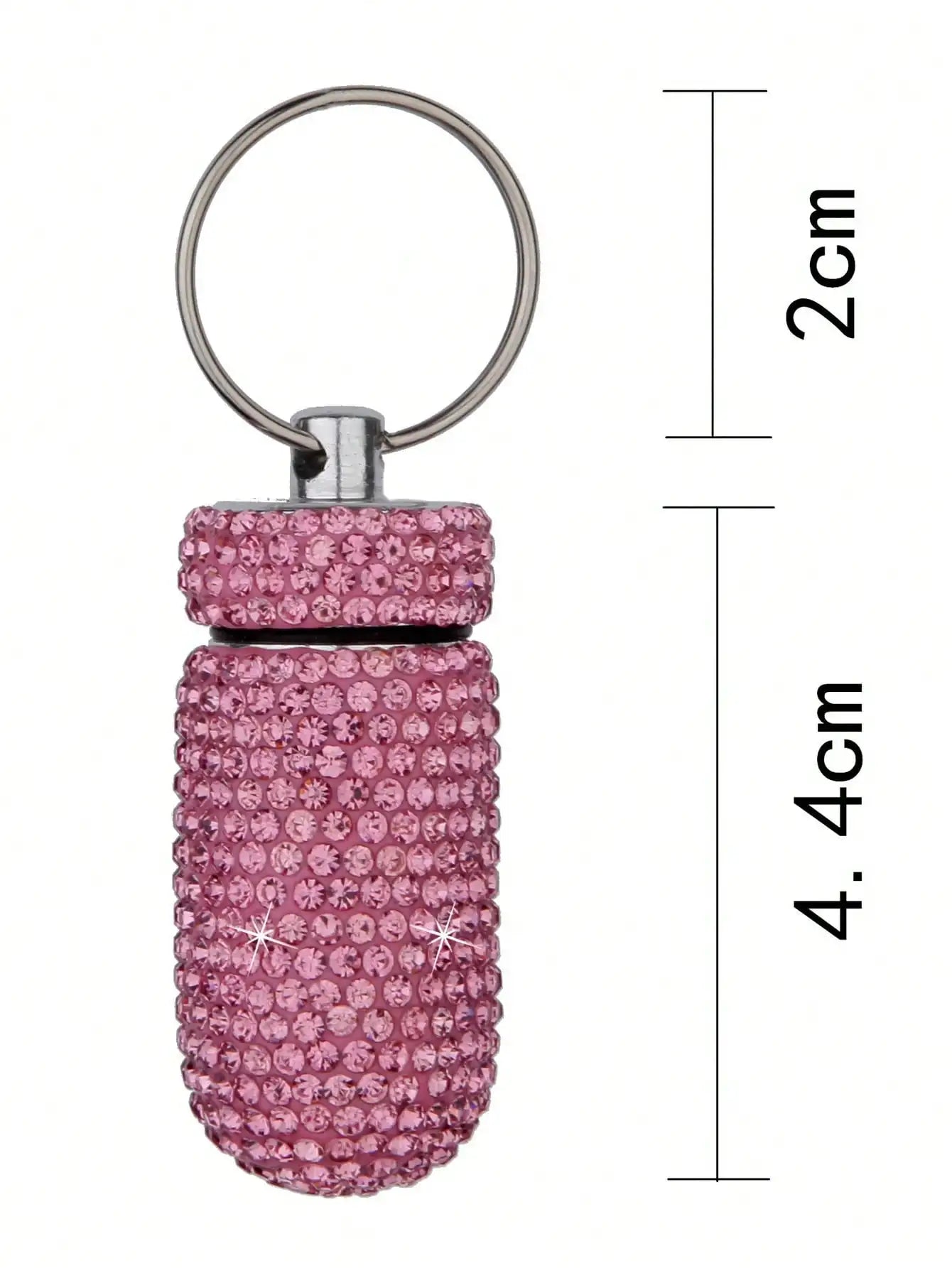 Waterproof Rhinestone Keychain Pill Holder Case - 12
