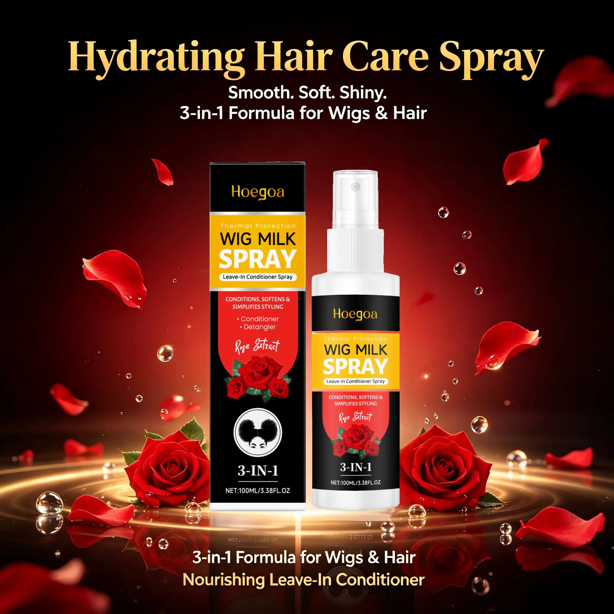 3-in-1 Rose Wig Conditioning and Detangling Spray - 5