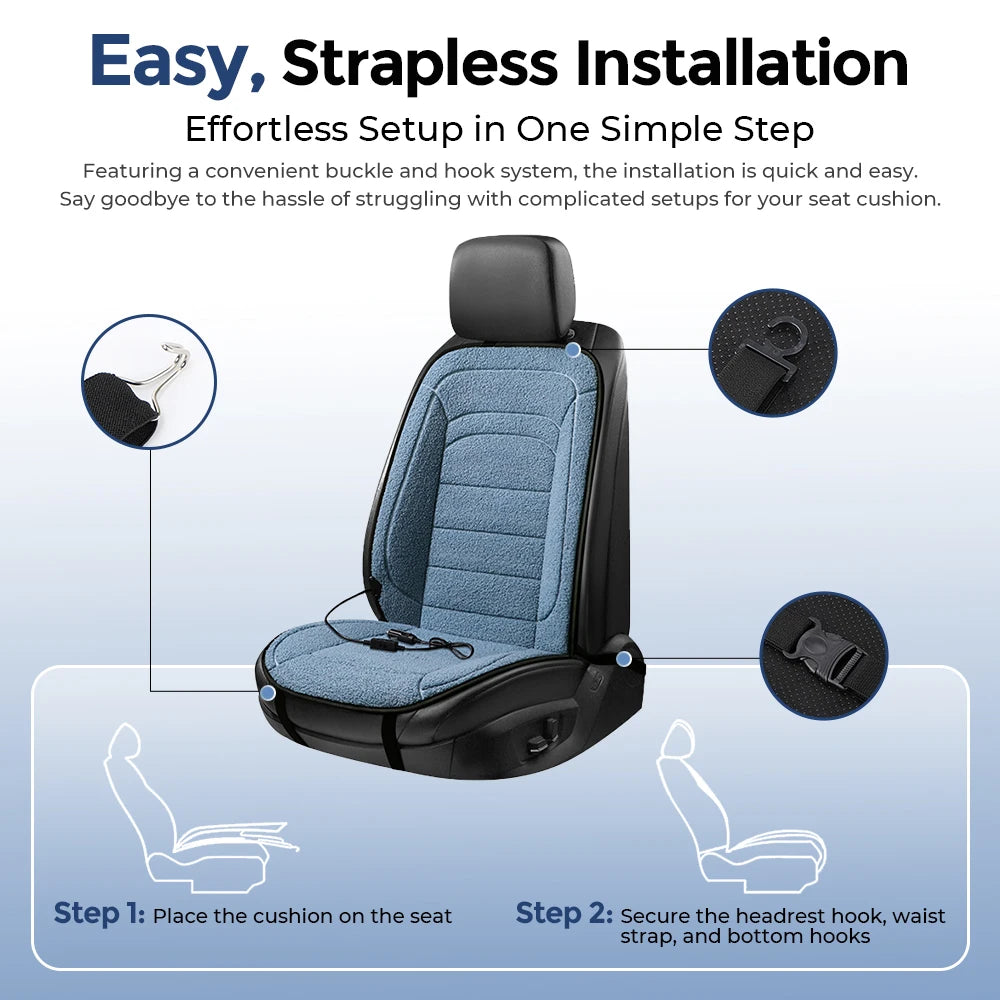 Heated Lambswool Car Seat Cushion for Winter Driving - 11