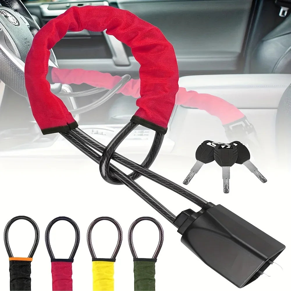 Universal Anti-Theft Car Steering Wheel and Seat Belt Security Lock - 7