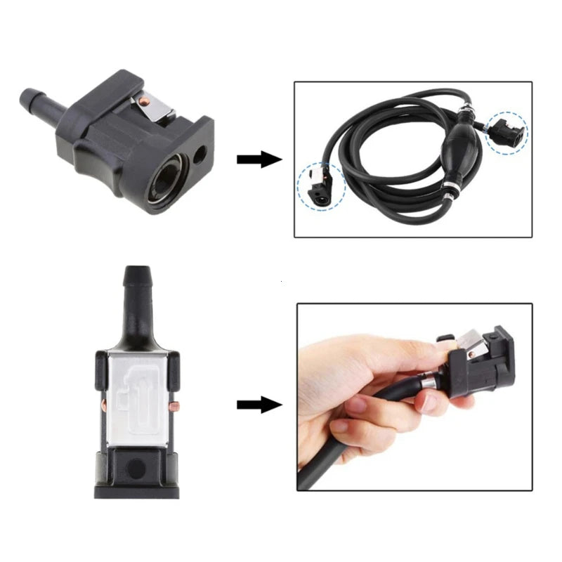 Yamaha Outboard Fuel Line Connector 1/4 Inch Hose Adapter Set - 7