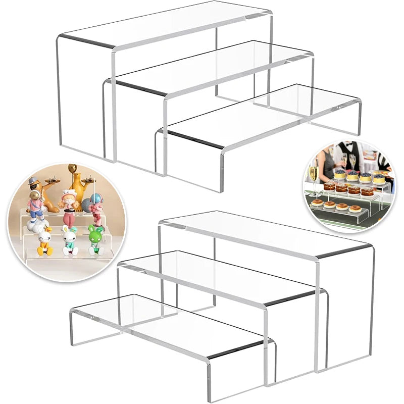 Clear Acrylic U-Shaped Display Riser for Collectibles and Makeup