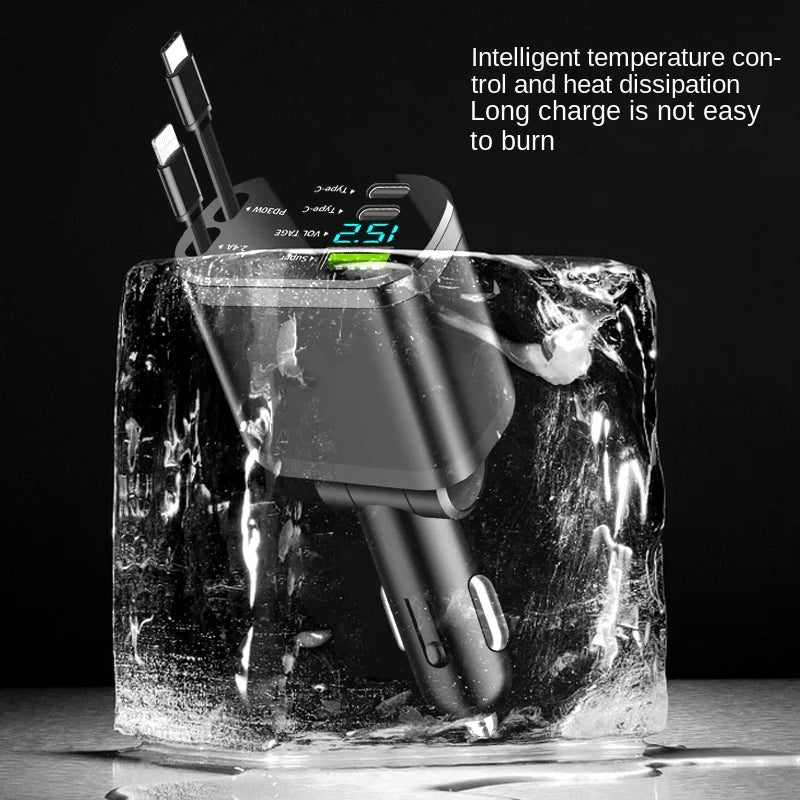 5-in-1 Fast Charging Retractable Car Charger