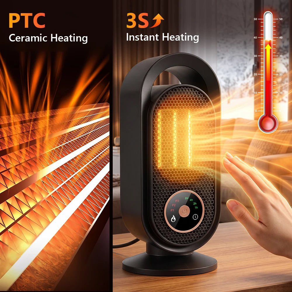Portable PTC Ceramic Space Heater with Touch Control and Timer