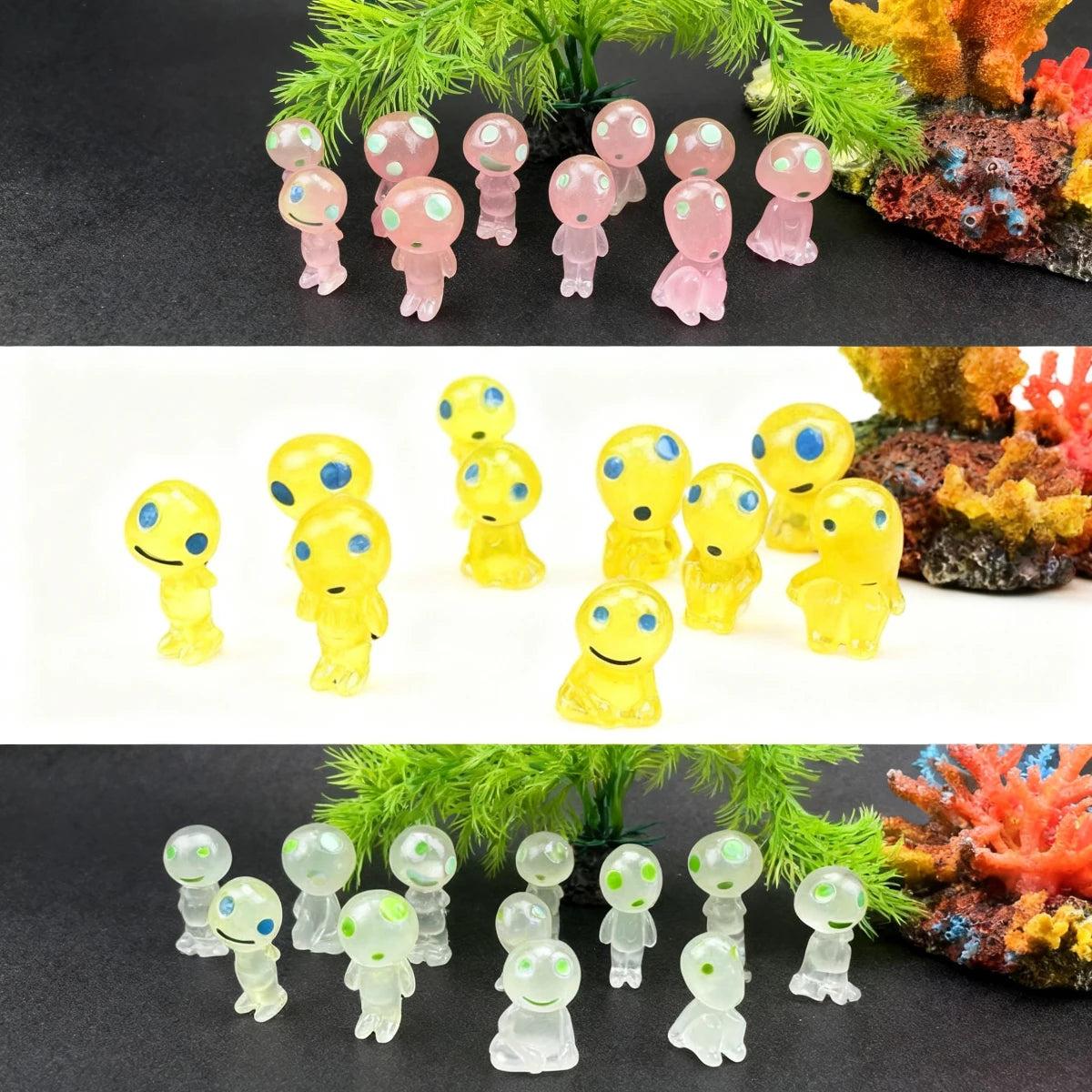 10pcs Luminous Tree Spirit Figurines Glowing Miniature Garden Statues