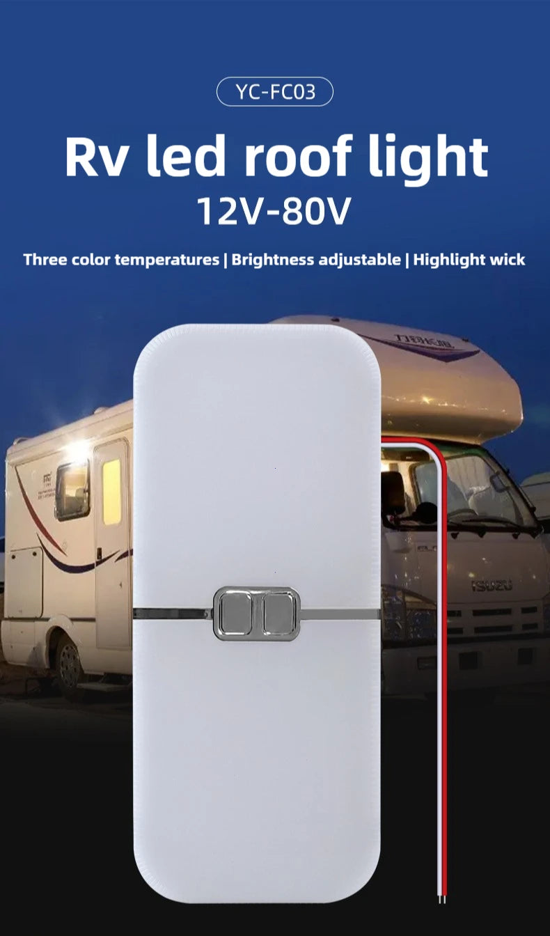 Dimmable 3-Color LED Ceiling Dome Light for RVs and Campers - 6