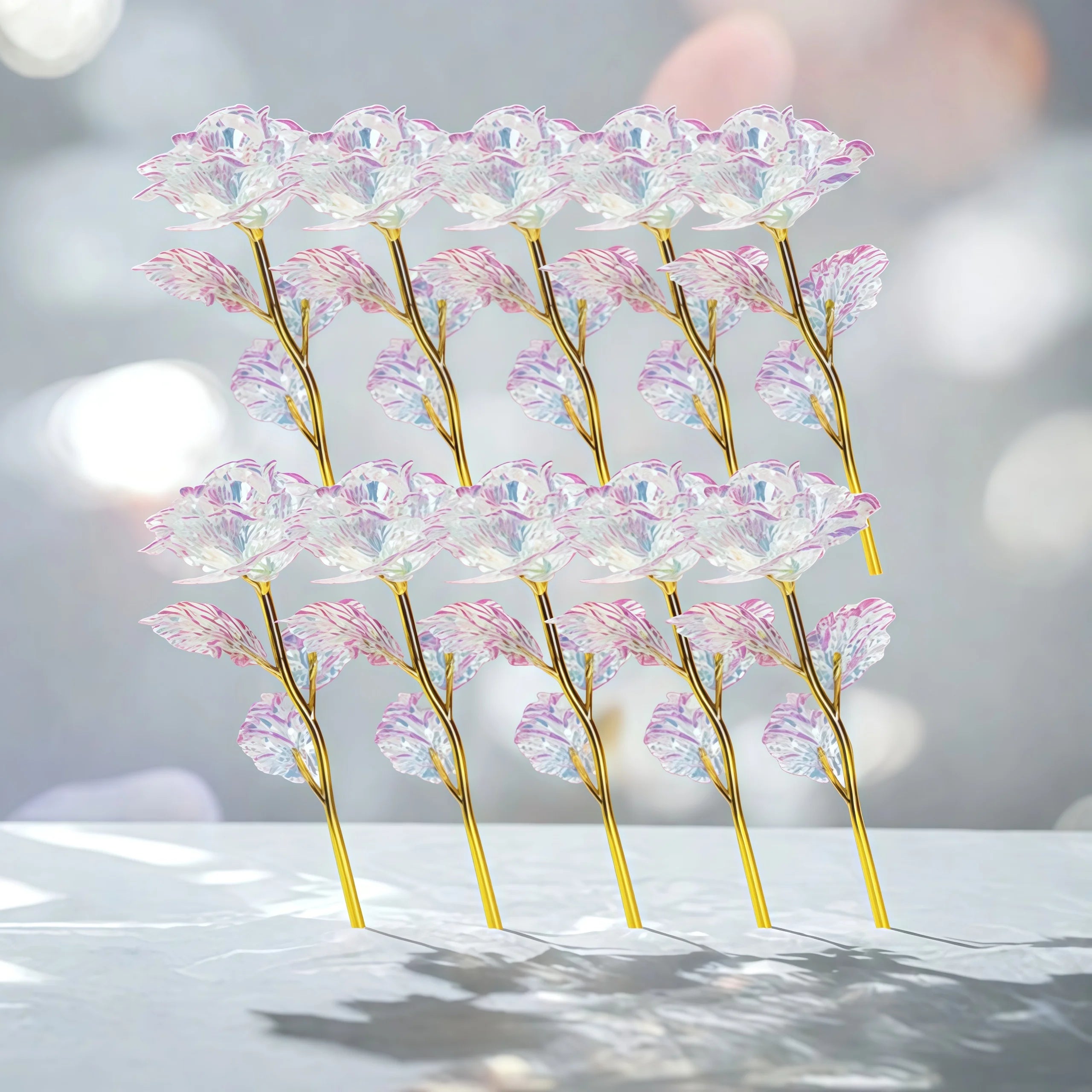 Luminous Artificial Crystal Rose Bouquet for Romantic Occasions - 7
