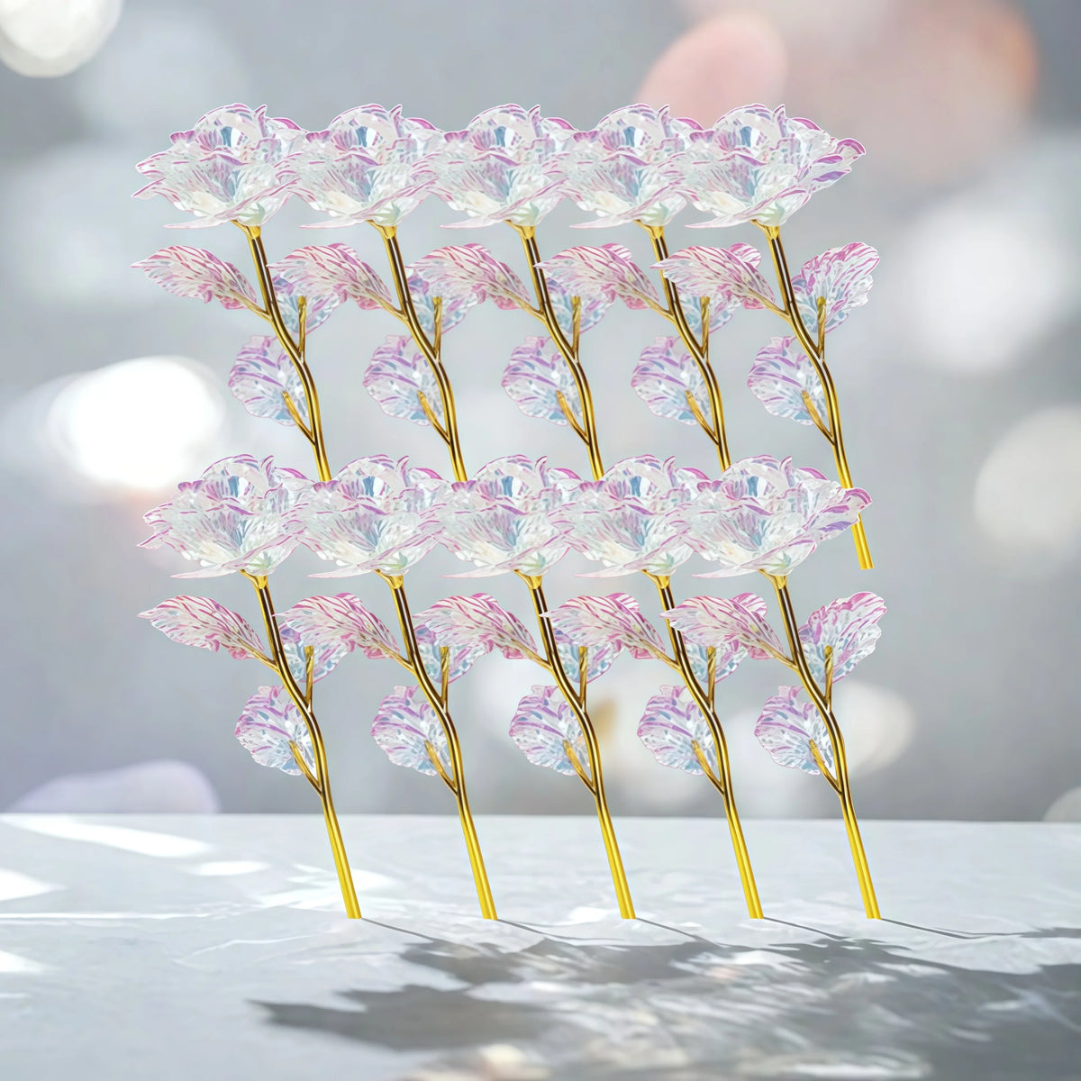 Luminous Artificial Crystal Rose Bouquet for Romantic Occasions