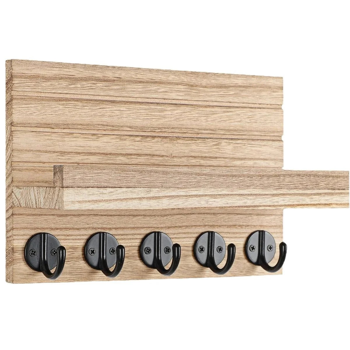 Wall Mounted Wooden Entryway Organizer with 5 Hooks