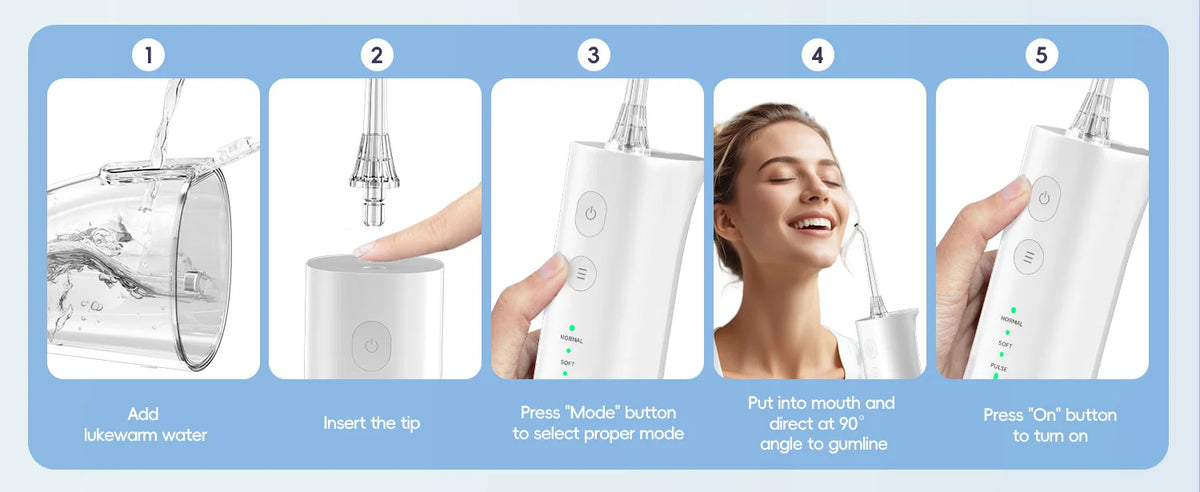 Portable Rechargeable Oral Water Flosser for Deep Teeth Cleaning