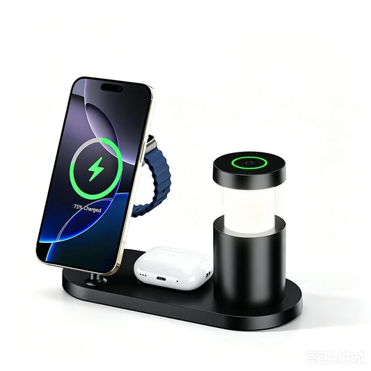 4-in-1 Magnetic Wireless Charging Station with Ambient Night Light