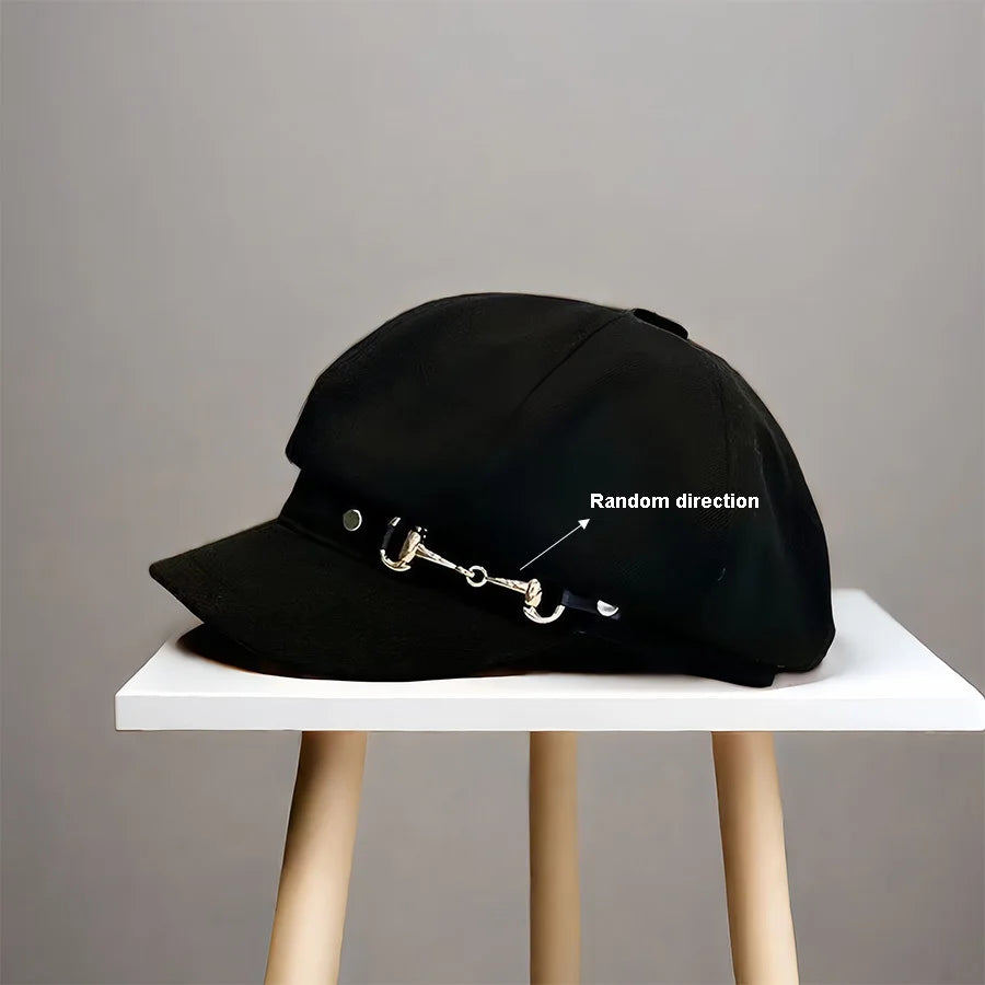 Women's Lightweight Newsboy Cap Adjustable Metal Buckle Hat - 7