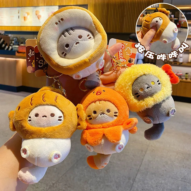 Cute Cat Plush Keychain Bag Charm - 4
