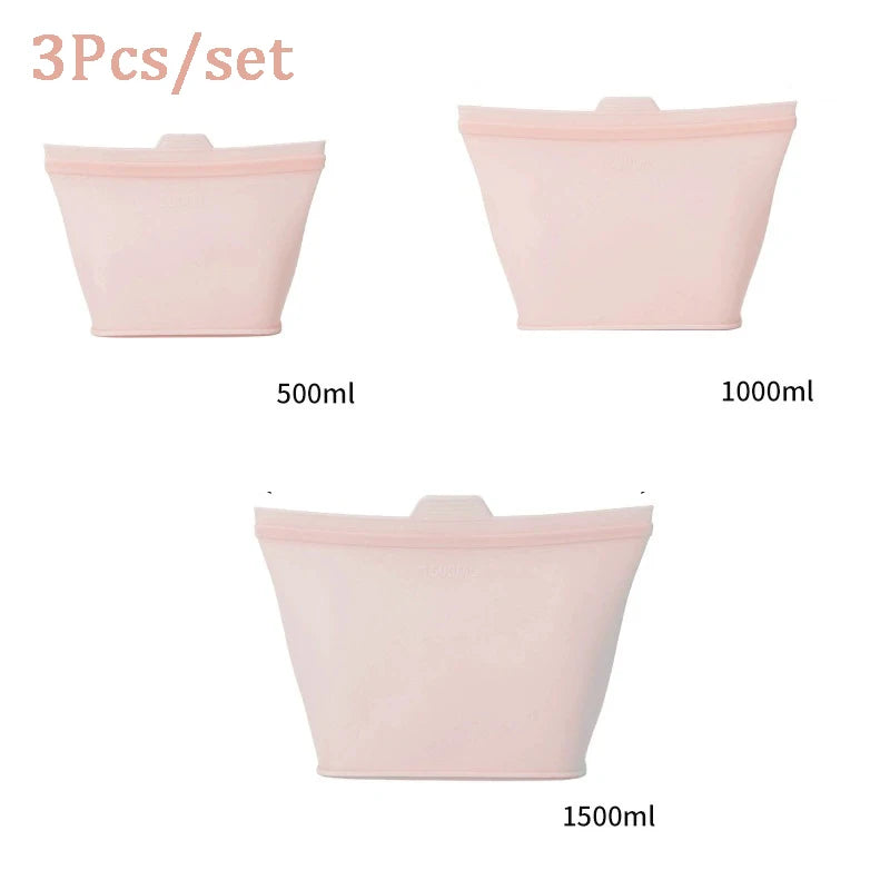 Reusable Silicone Food Storage Bags for Kitchen Organization
