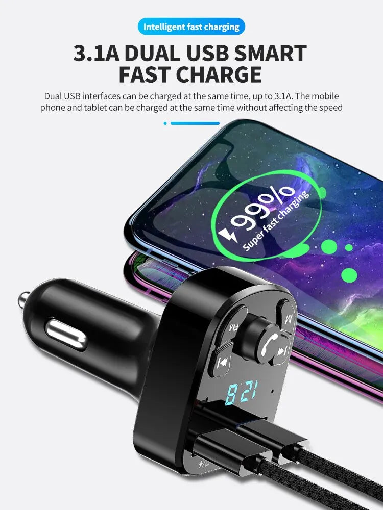 Bluetooth FM Transmitter and Dual USB Car Charger Kit