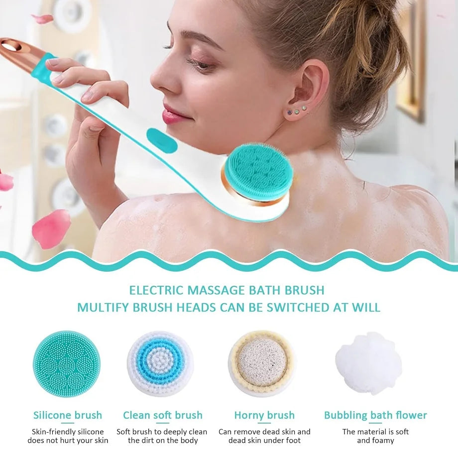 Electric Rechargeable Long-Handle Bath and Body Exfoliating Brush - 4