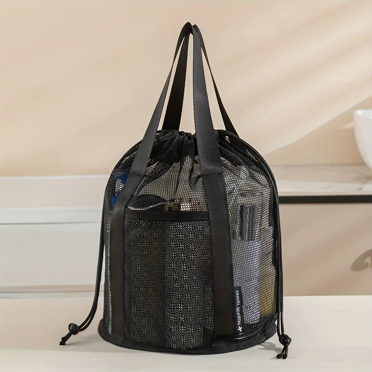 Multifunctional Foldable Mesh Drawstring Travel Organizer Bag