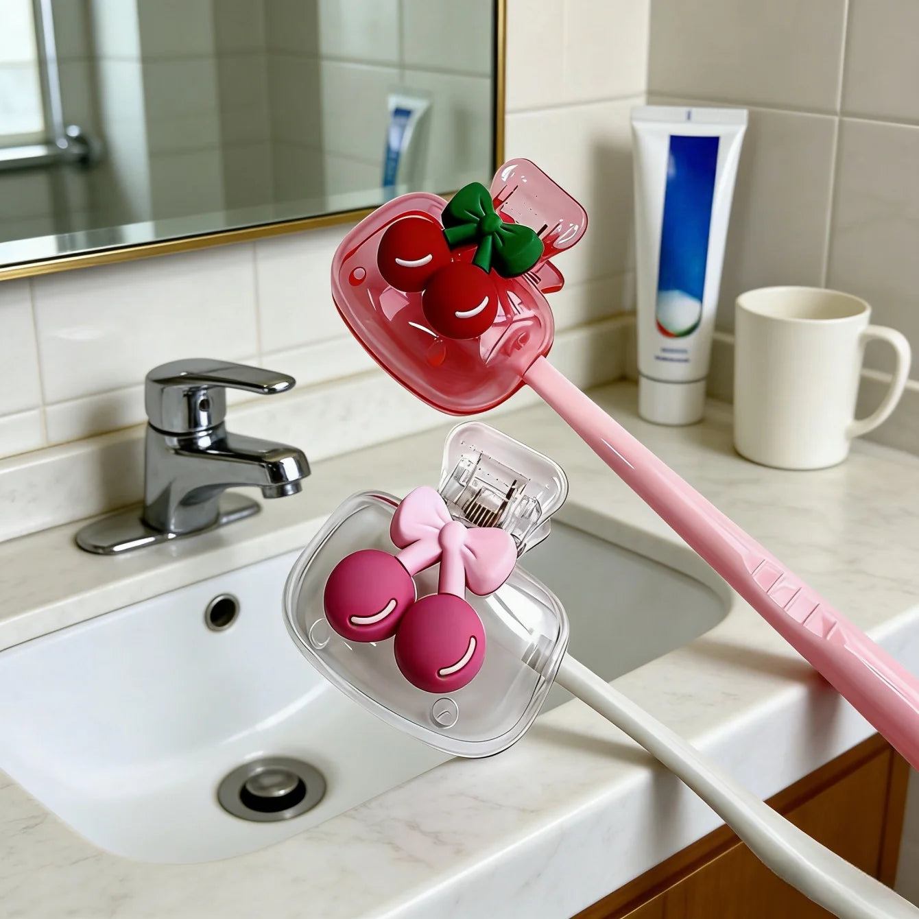 Cute Cherry Design Toothbrush Head Protective Cover - 10