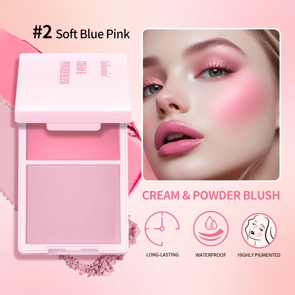 2-in-1 Cream and Powder Blush Palette for Radiant Cheek Makeup