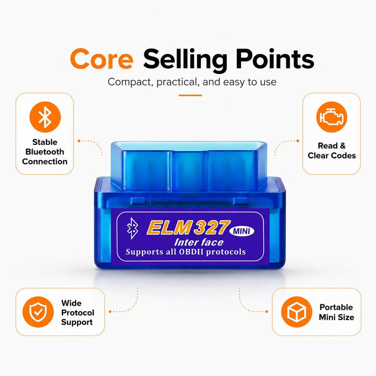 Wireless Bluetooth OBD2 Car Diagnostic Fault Code Scanner - 8