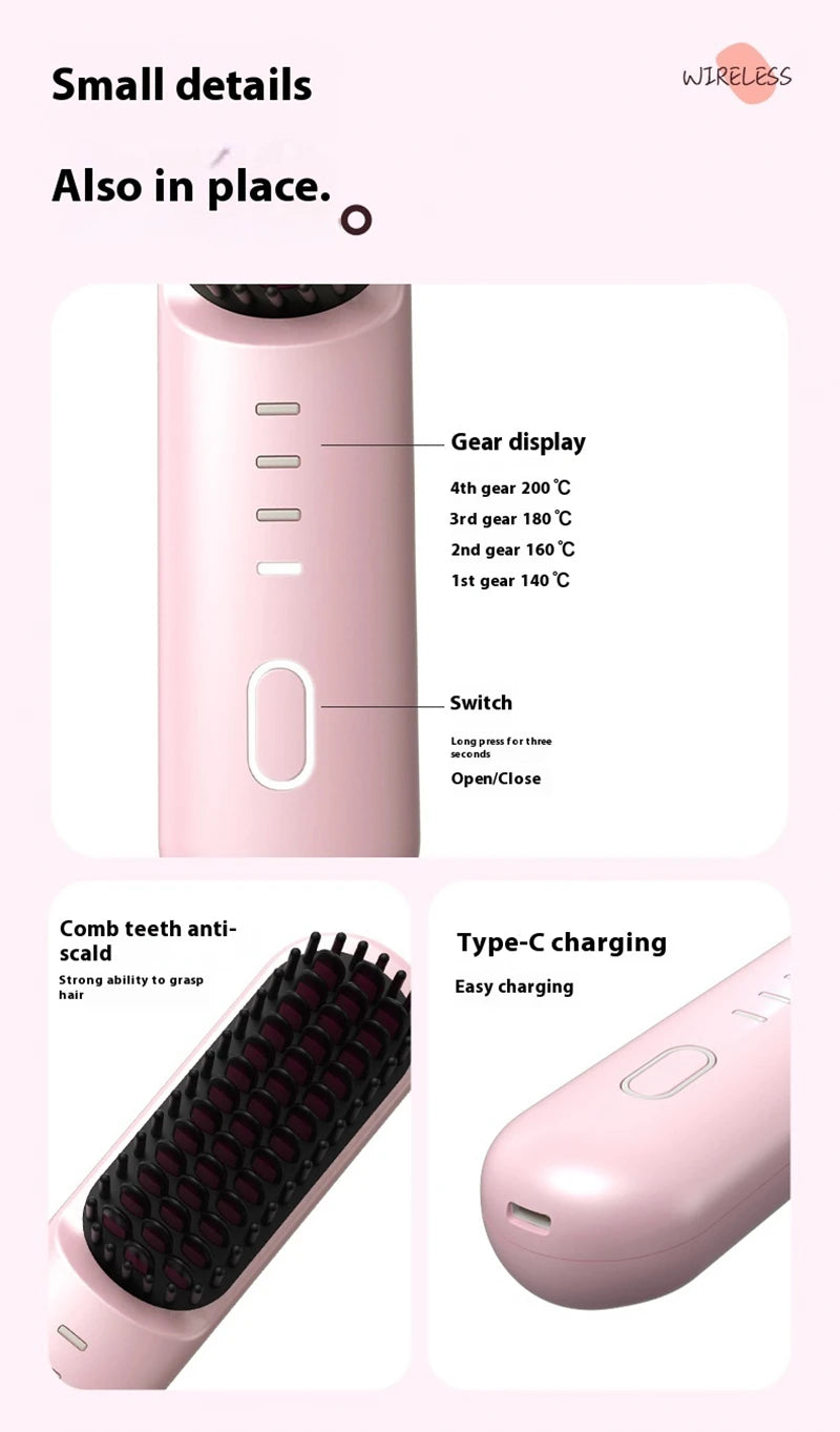 Fast Heating Cordless Hair Straightening Brush