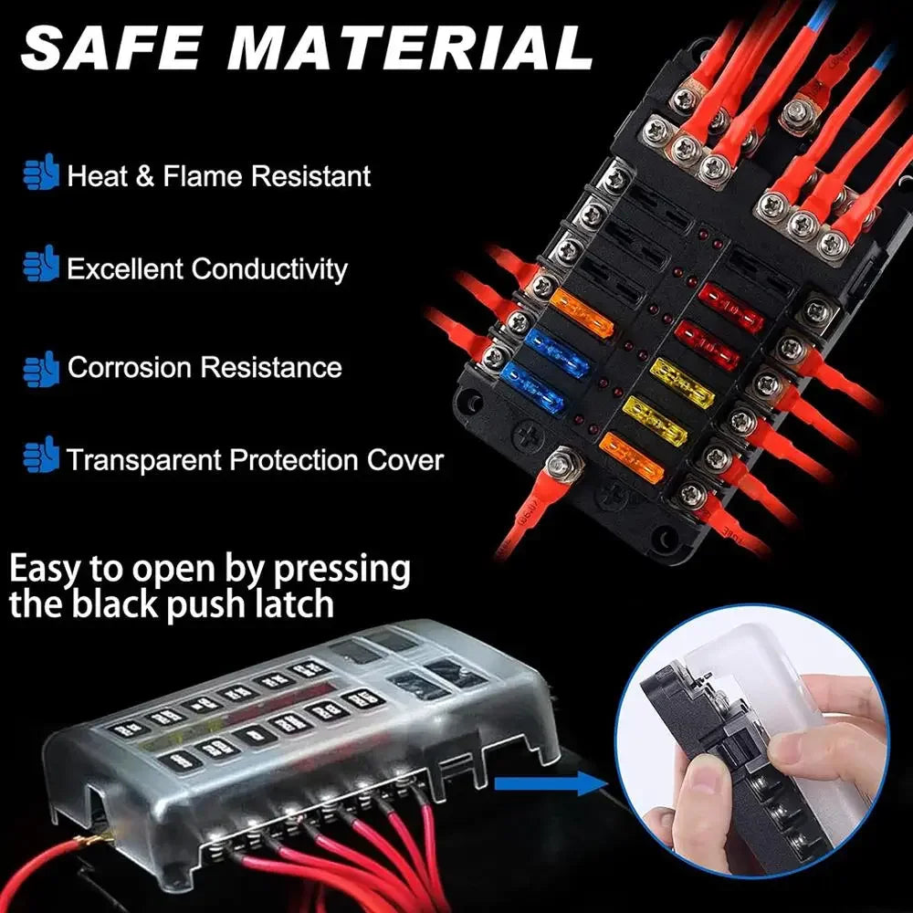 Waterproof Blade Fuse Box with LED Indicator for Automotive and Marine - 8
