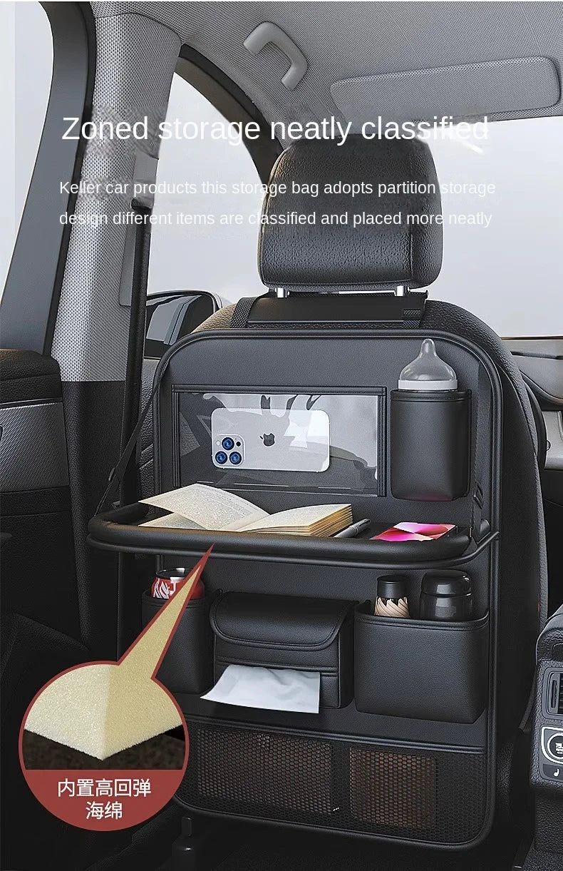 Car Backseat Organizer with Foldable Dining Table and Tablet Holder - 15
