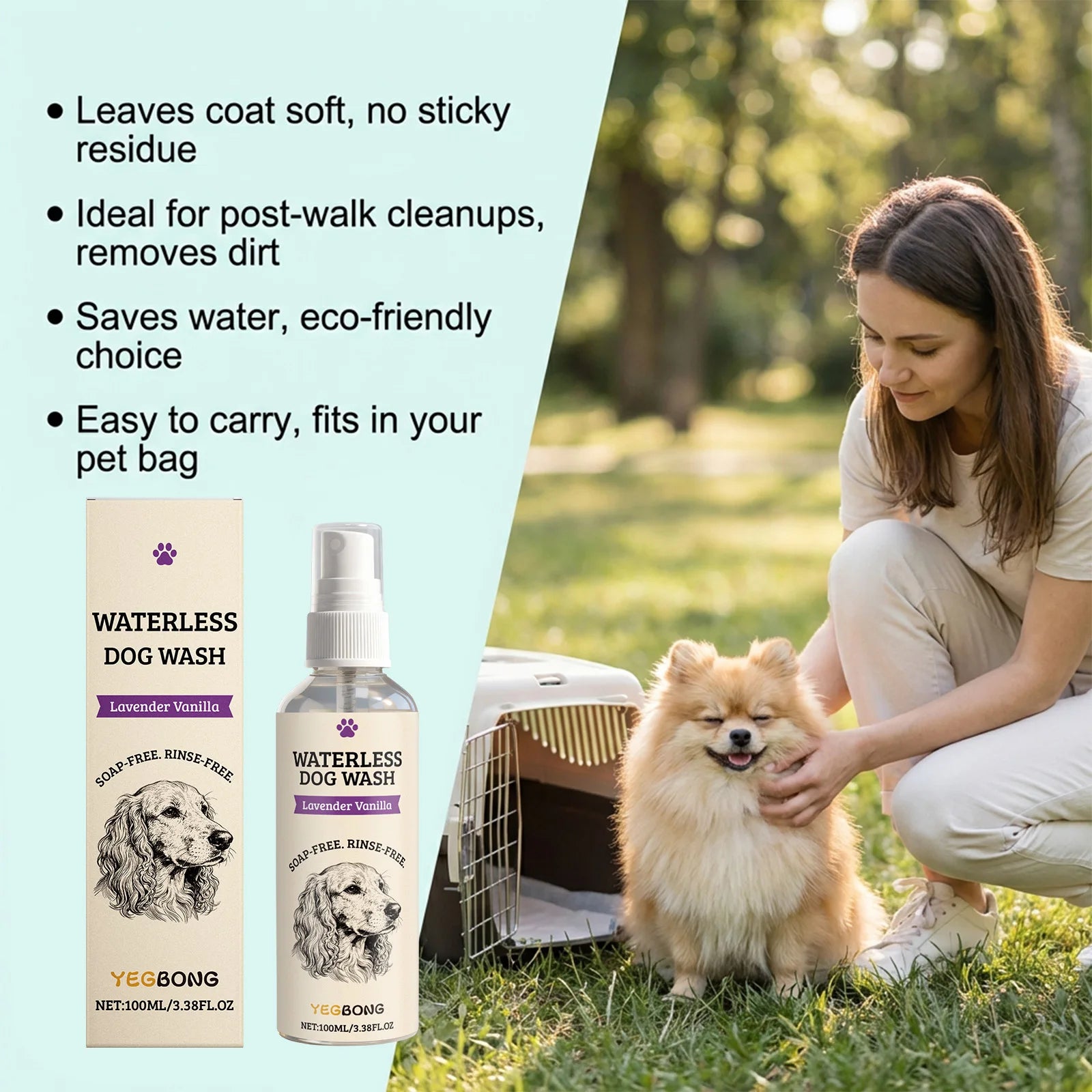 Waterless Dog Shampoo Spray for Quick Cleaning and Odor Removal - 6