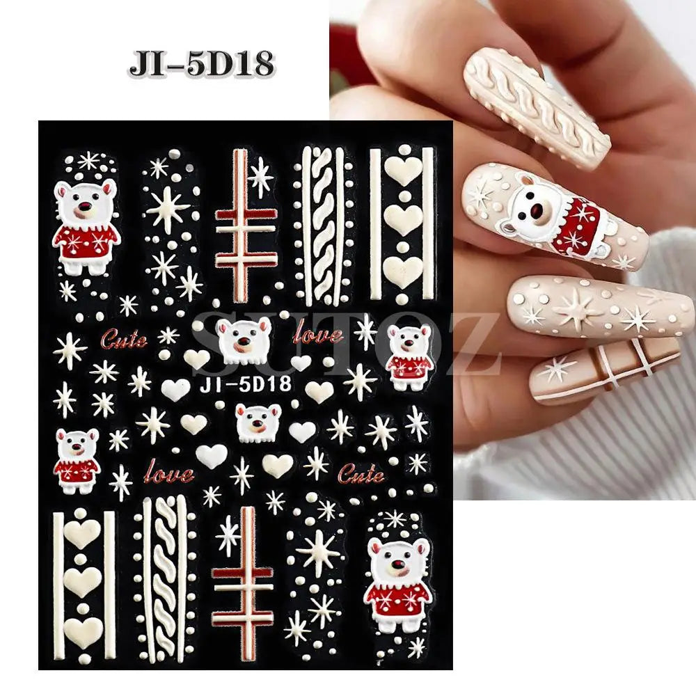 3D Christmas Cartoon Self-Adhesive Nail Art Decal Stickers - 38