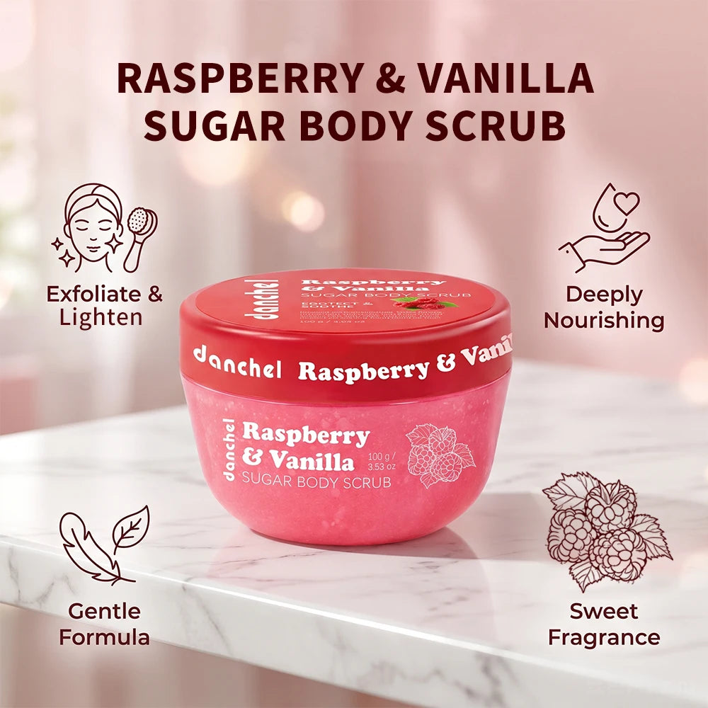 Raspberry Vanilla Sugar Body Scrub for Smooth Exfoliated Skin - 3